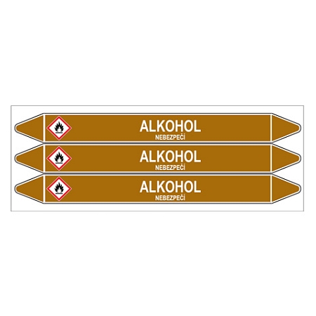 Značení potrubí, alkohol,3 ks, 355 × 37 mm